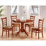 Wildon Home 5 Piece Erie Single Pedestal Dining Set in Antique Oak