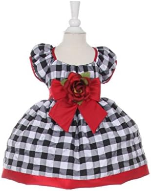 Cinderella Couture-Baby Size black and white checkered print taffeta baby dress red xl