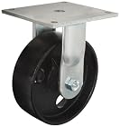 E.R. Wagner Plate Caster, Rigid, Cast Iron Wheel, Roller Bearing, 1000 lbs Capacity, 4 Wheel Dia, 2 Wheel Width, 5-5/8 Mount Height, 4-1/2 Plate Length, 4 Plate Width