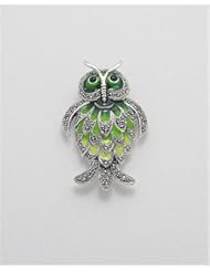 Owl Colored Enamel Brooch In 92.5 Sterling Silver