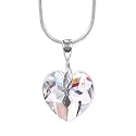 Genuine Swarovski Crystal Heart Pendant Necklace with 18inch Sterling Silver Shiny Snake Chain - Crystal Clear