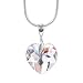 Genuine Swarovski Crystal Heart Pendant Necklace with 18inch Sterling Silver Shiny Snake Chain - Crystal Clear