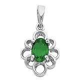 14K White Gold Tsavorite Pendant