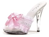 5 Inch Stiletto Sandal Women'S Size Shoe With Ruffle Lace Strap And Decorative Bow (Pink-10)