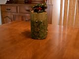 Christmas Candle 5 1/4 Tall Green And White