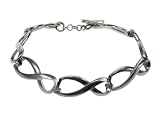 Shiny Sterling Silver Link Cancer Awareness Ribbon Bracelet 7.5"
