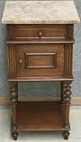 Antique French Renaissance Marble Walnut Nightstand