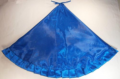 Christmas Tree Skirt, 57" Sparkly Royal Blue with Satin Ruffle