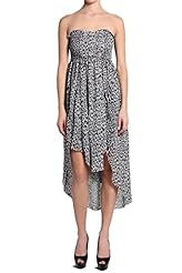 Strapless Sweetheart Leopard Print Shirred High-Low-Hem Maxi Dress 