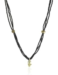 King Baby Black Spinel Necklace with 18K Vermeil Skull and Roses