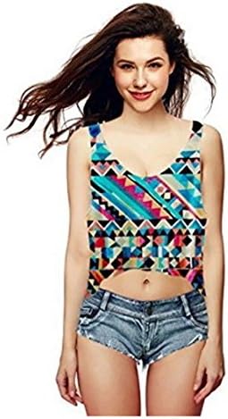 Cute Emoji Crop Tops Shirts Top Tank Sleeveless Rainbow Colorful (Free Size)