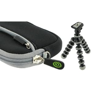 Sleeve Case (Black) and Premium Tripod for Creative Labs Vado HD Pocket Video Camcorder Black