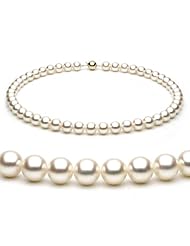 14k 8.5-9mm White Japanese Akoya Saltwater Cultured Pearl Necklace AAA Quality, 16 Inch Choker