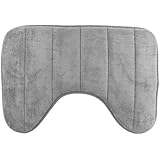 YCCTEAM 15.7 x 23.6 Inch U-shaped High Density Space Memory Cotton Toilet Bathroom Carpet Floor Mat (Grey)