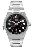 Swiss Watches:Victorinox Swiss Army, Silver Stainless Band Black Dial - Men's Watch 241130