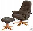 Rimini leather swivel recliner armchair + footrest polo green
