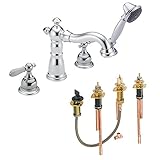 Delta KRTDVI-DH-T4755H612-CH Victorian Roman Tub Filler Kit Deck-Mount with Porcelain Lever Handles,