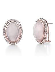 14k Rose Gold Rose Quartz Diamond Earrings