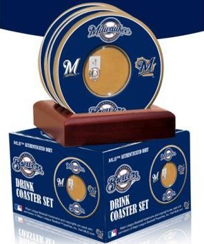 Milwaukee Brewers unsigned Coasters With Game Used Dirt (Set of 4)- MLB Hologram