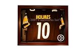 Pittsburgh Steelers Football Jersey Display Case with Removable Face and Mahogany Finish Frame
