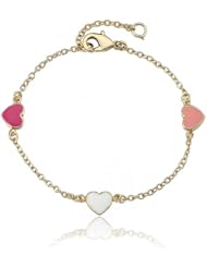 14k Gold Plated Multi Color Enamel Hearts Girls Bracelet