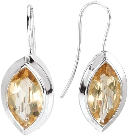 Sterling Chic Collection Silver Marquise Citrine Hook Earrings