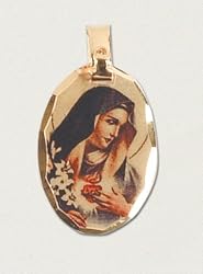 14 Kt Gold Layered Medal - Our Lady of Sorrow - Oval - Hand Made - Ready for Engraving - Individually Boxed