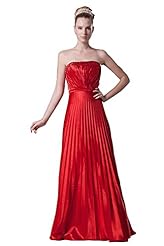 Strapless Charmeuse/Taffeta Lace-Up Backless Off the Shoulder Sleeveless Evening Dress 