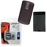 Combo of Kingston 4GB microSDHC Class 4 Memory Card with SD Adapter, OEM Brown Standard Battery Door (ASY-17443-005) and Blackberry Standard Slim Battery M-S1 (BAT-14392-001) for Blackberry Bold 9000