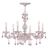 Crystorama 5036-AW-RO-MWP Chandelier, Antique White Finish with Majestic Wood Polished Crystal