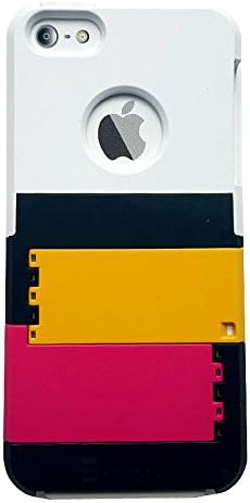iPhone5 Case, Angle Adjustable Unique Case Apple Iphone 5 / 5s Hard Protect Cover Mondrian Yellow Pink Stripe with Black