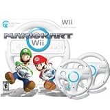 Nintendo Wii Mario Kart With 2 Wheels Bundle