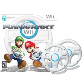 Nintendo Wii Mario Kart With 2 Wheels Bundle
