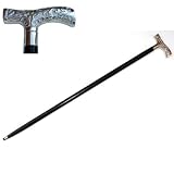 Victorian Walking Stick Antique Vintage Rep Nickel Plated Brass Handle Cane