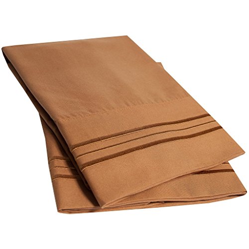 1500 Supreme Collection 2 Pack Bed Pillow Cases - Luxury Embroidered Premium Softness and Wrinkle Resistant Breathable Additional Pillowcases For Bed Sheets - 12 Colors - Standard, Mocha