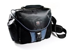 Tuff-Luv Shoulder Bag with Rain-coat / Dust-coat hood & integrated lens cleaner for digital SLR / DSLR in size: S / color: Black/Azure / compatible with / compatible with (Sanyo VPC-CA65EW&nbsp; / VPC-HD1000EBK / VPC-HD2 / VPC-CG65&nbsp; / VPC-CA6 / VPC-HD700 / VPC-CG65 / VPC-CG9 / VPC-HD2000 / VPC-FH1 / VPC-WH1 / VPC-CG10 / VPC-TH1 / VPC-CA8 / VPC-HD1010 / VPC-HD1000)