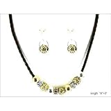 Pandora Inspired Silver and Gold Filigree Necklace Set Fashion Jewelry