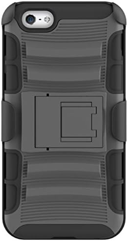 iPhone 6 Plus Belt Clip Case, SFACE Double Layer Protective Case for iPhone 6 Plus (5.5-Inch), 2in1 Dual Layer Case [Shockproof Soft Silicone Layer + Sturdy PC Case] with Kickstand and Holster Belt Clip, Black Color, 18 Months Warranty