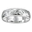 T43R521--Sterling Silver Hawaiian Hand Carved 6mm Plumeria Ring Band