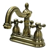 IMAGE OF Kingston Brass KB1603AX Heritage 4-Inch Centerset Lavatory Faucet with Metal Cross Handle, Vintage Brass (Not CA/VT Compliant)