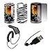 All Products : Premium Zebra Stripes Design Snap-On Cover Hard Case Cell Phone Protector + Crystal Clear LCD Screen Protector + Rapid Car Charger + USB Data Charge Sync Cable for Samsung Moment M900 [Accessory Export Packaging]