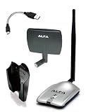 Alfa AWUS036H High power 1000mW 1W 802.11b/g High Gain USB Wireless Long-Rang WiFi network Adapter with 5dBi Rubber Antenna and a 7dBi Panel Antenna and Mini bendable Flex cable and Suction cup / Clip Window Mount- for Wardriving & Range Extension *Strongest on the Market*