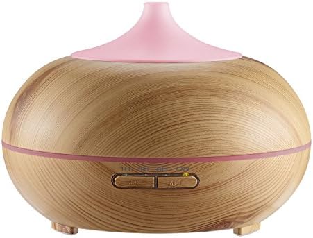 Oil Diffuser, 300ml Wood Grain Cool Mist Ultrasonic Humidifier with 4 Timer Settings 10 Hours Continuous Mist Color Changing LED for Spa Aromatherapy Essential Oil Diffuser
