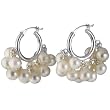 Sterling Silver Freshwater Pearl Dangle Hoop Earrings