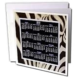 Florene Calendars - Black White and Purple Calendar On Zebra Fur - Greeting Cards-12 Greeting Cards with envelopes