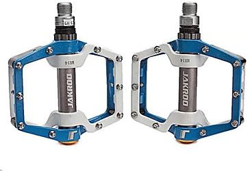 JAKROO Anti-skid Aluminum Alloy Bearings Mountain Bike Blue and White Pedals