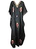 Black Kashmiri Embroidered Silk Boho Kaftan Kimono Caftan Resortwear Dress