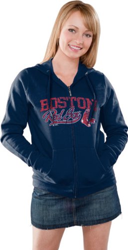 Boston Red Sox Logo Merchandise Womens Long Sleeve Full Zip Fleece Hoodie