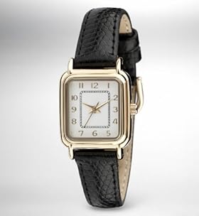 Faux Crocodile Skin Analogue Square Watch