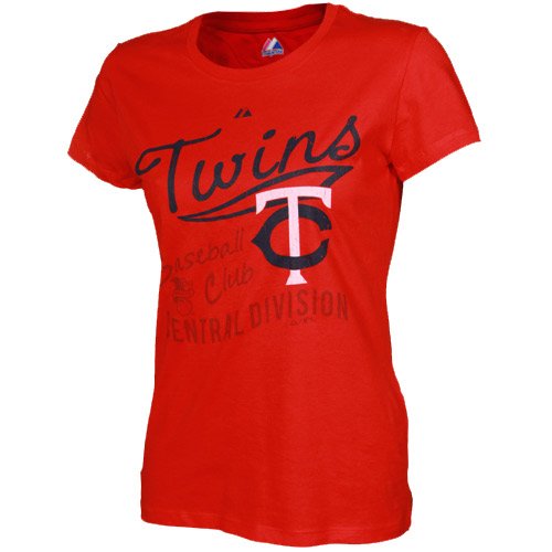 MLB Minnesota Twins Women's Short Sleeve Crew Neck Tee (Athletic Red, Large)
